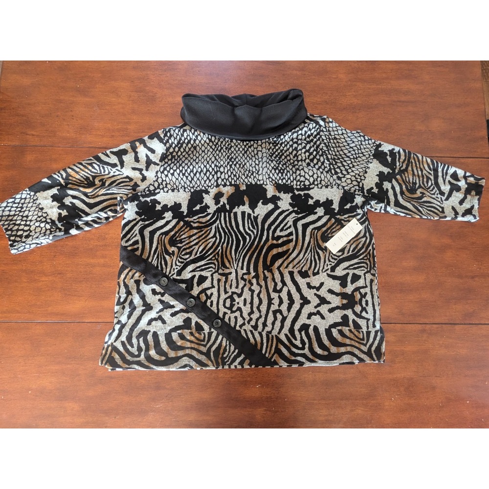 Women's Thomas & Olivia Animal Print Top Mock Turtle - Size 2X - New with Tags
